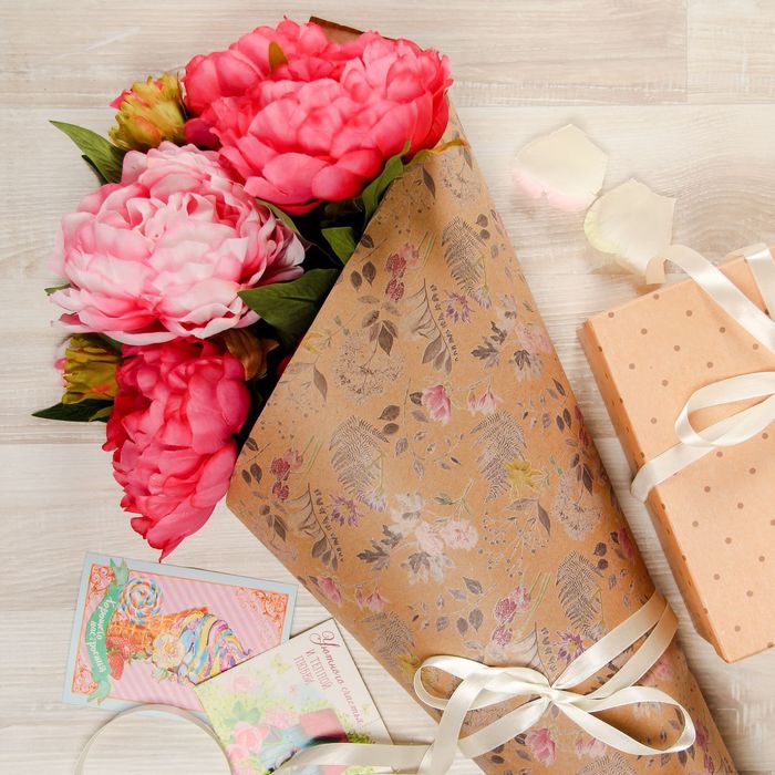 Бумага упаковочная крафт «Лето в сердце», 50 х 70 см