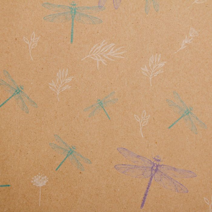 Бумага упаковочная крафт «Стрекозки», 50 х 70 см