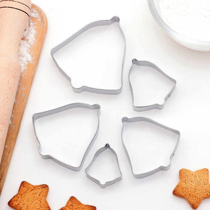 Набор форм для вырезания печенья 8х8,5 см "Колокольчик", 5 шт