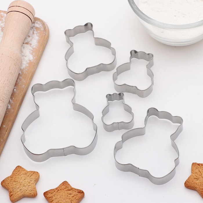 Набор форм для вырезания печенья "Мишка" 8х9,5 см, 5 шт