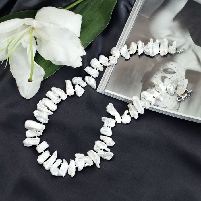 Бусы "Жемчуг Кеши" галтовка плоская, 45см