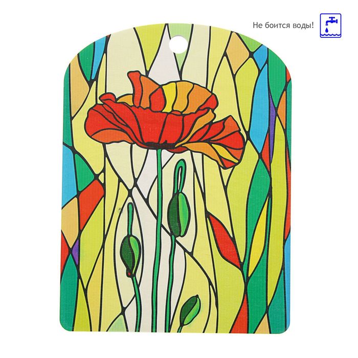 Доска разделочная серии мозаика "Цветок"  25х18,5х0.6