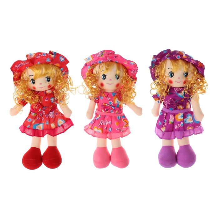Мягкая игрушка кукла "Девочка" локоны, на платье бантик, цвета МИКС