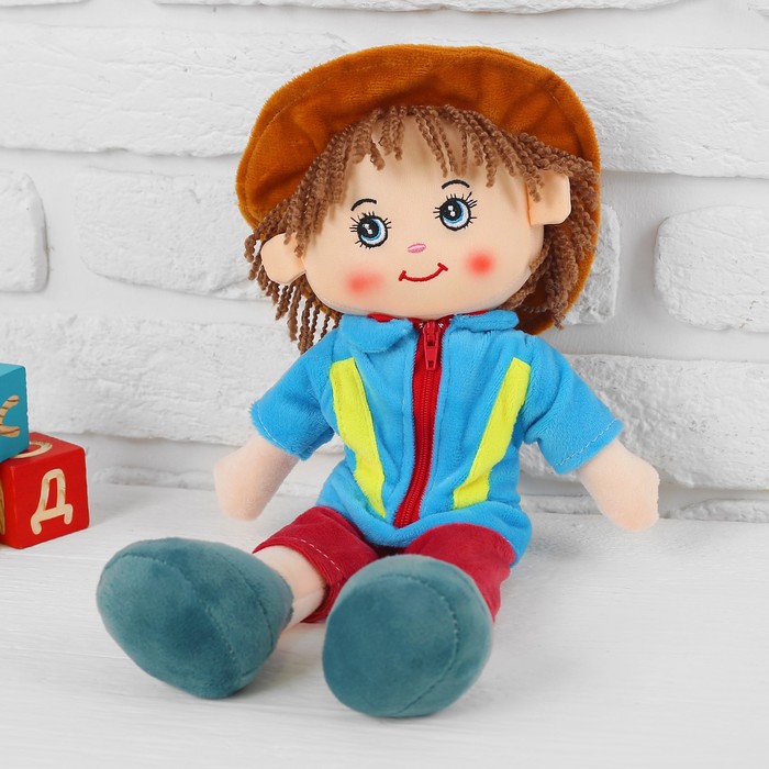 Мягкая игрушка кукла "Паренек" в шляпке, цвета МИКС