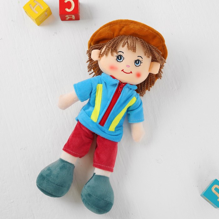 Мягкая игрушка кукла "Паренек" в шляпке, цвета МИКС