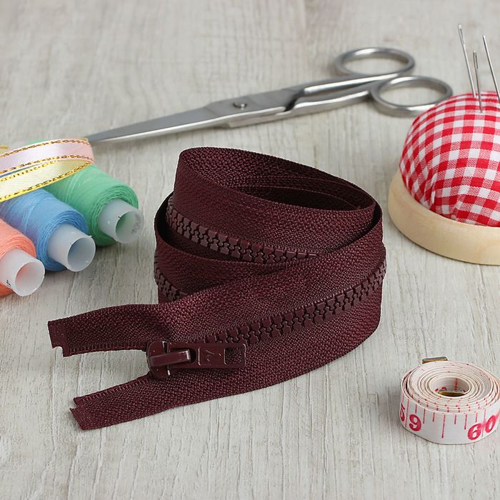 Молния "Трактор", №5, разъёмная, 80см, цвет тёмно-бордовый