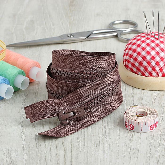 Молния "Трактор", №5, разъёмная, 80см, цвет коричневый