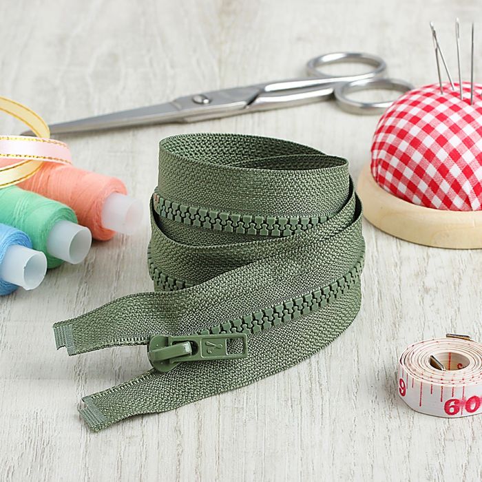 Молния "Трактор", №5, разъёмная, 80см, цвет хаки