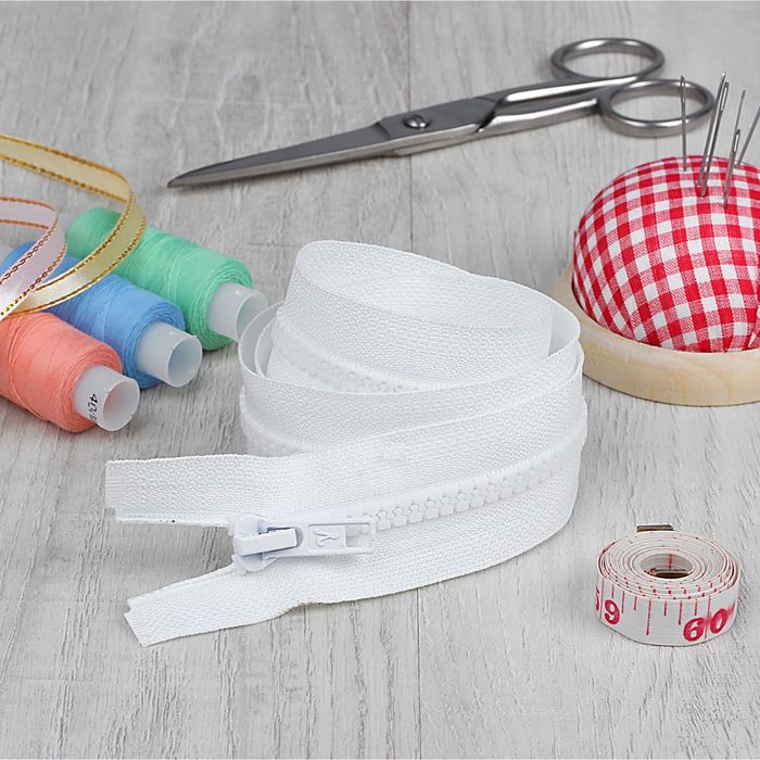 Молния "Трактор", №5, разъёмная, 2 бегунка, 90см, цвет белый