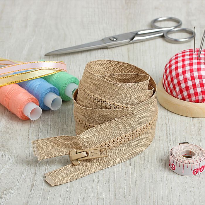 Молния "Трактор", №5, разъёмная, 2 бегунка, 90см, цвет светло-бежевый