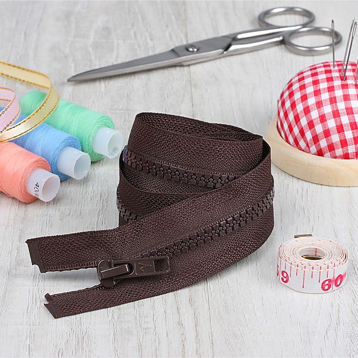 Молния "Трактор", №5, разъёмная, 2 бегунка, 90см, цвет горький шоколад