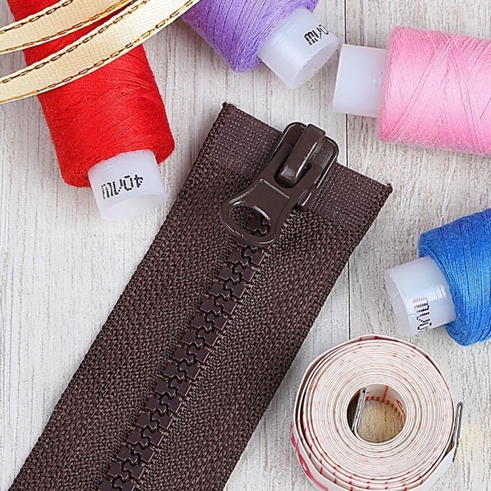 Молния "Трактор", №5, разъёмная, 2 бегунка, 90см, цвет горький шоколад