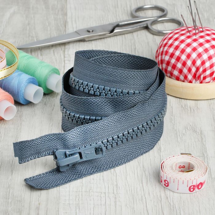 Молния "Трактор", №7-8, разъёмная, 2 бегунка, 70см, цвет тёмно-серый