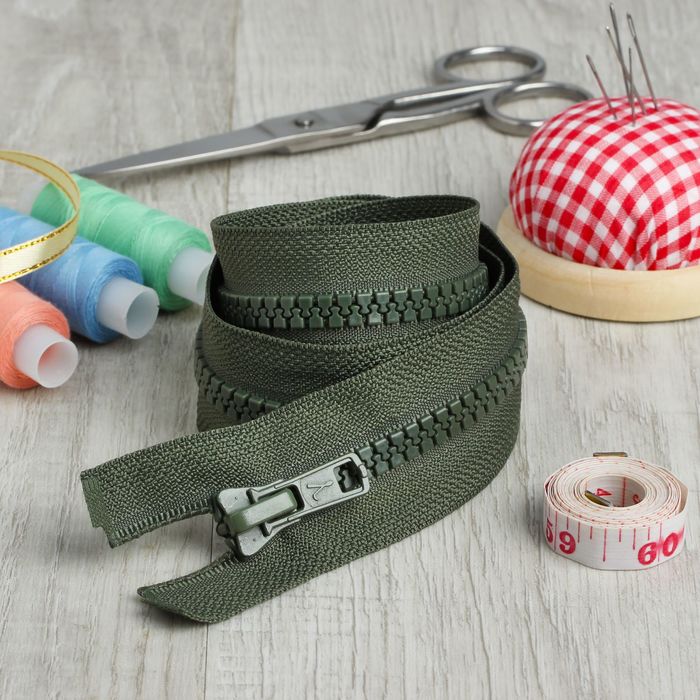 Молния "Трактор", №7-8, разъёмная, 2 бегунка, 70см, цвет хаки