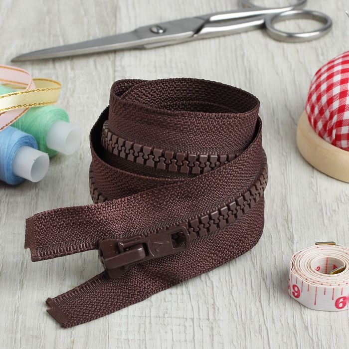 Молния "Трактор", №7-8, разъёмная, 2 бегунка, 75см, цвет шоколадный