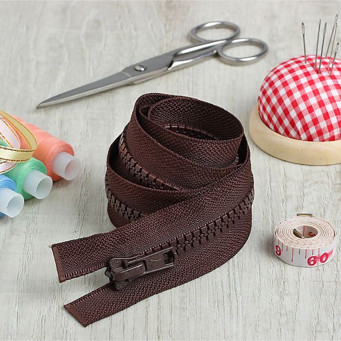 Молния "Трактор", №7-8, разъёмная, 2 бегунка, 90см, цвет шоколадный