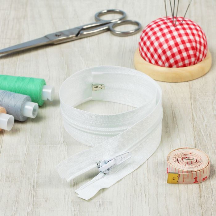 Молния "Спираль", №5, разъёмная, 40см, цвет белый