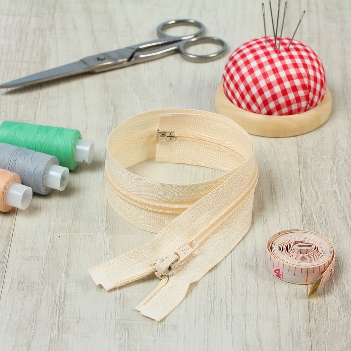 Молния "Спираль", №5, разъёмная, 40см, цвет кремовый