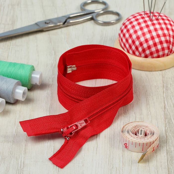 Молния "Спираль", №5, разъёмная, 40см, цвет тёмно-красный