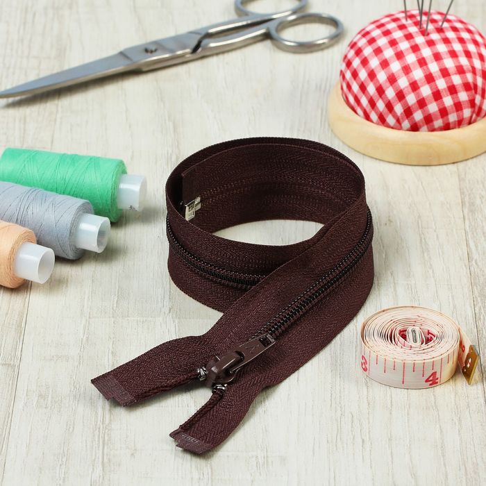 Молния "Спираль", №5, разъёмная, 40см, цвет шоколадный