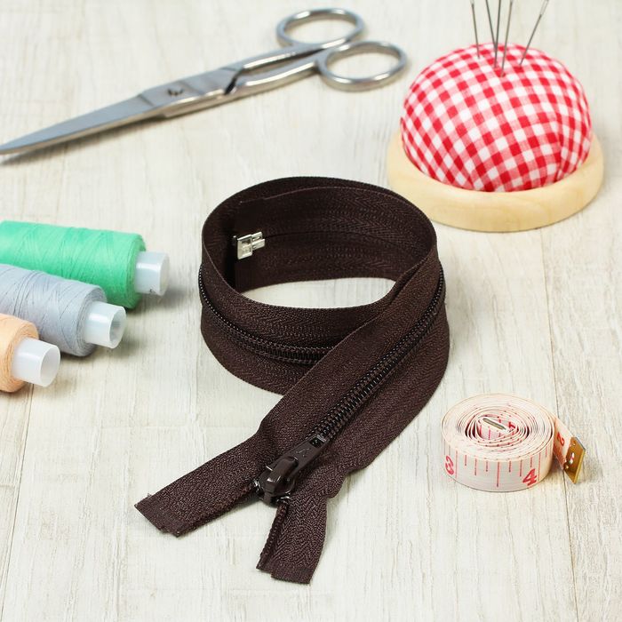 Молния "Спираль", №5, разъёмная, 40см, цвет тёмно-коричневый