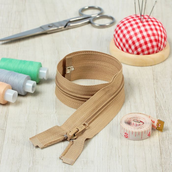 Молния "Спираль", №5, разъёмная, 40см, цвет светло-бежевый