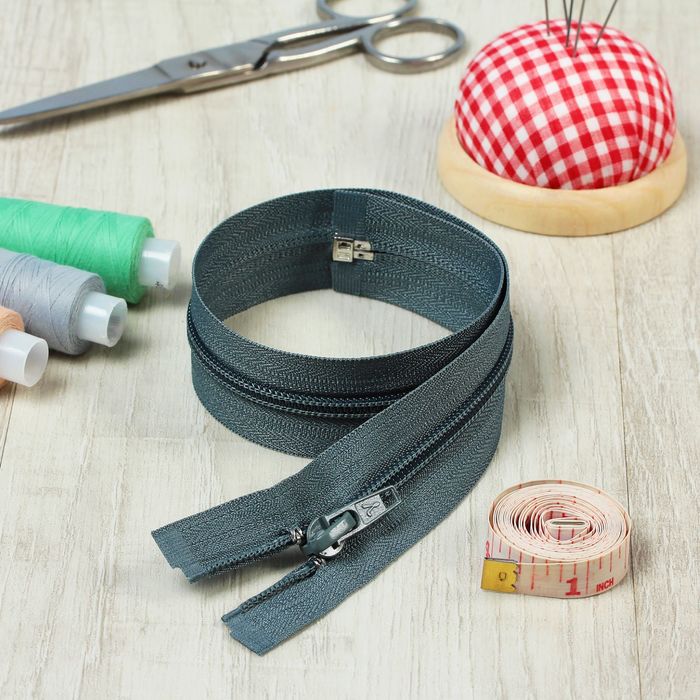 Молния "Спираль", №5, разъёмная, 40см, цвет тёмно-серый