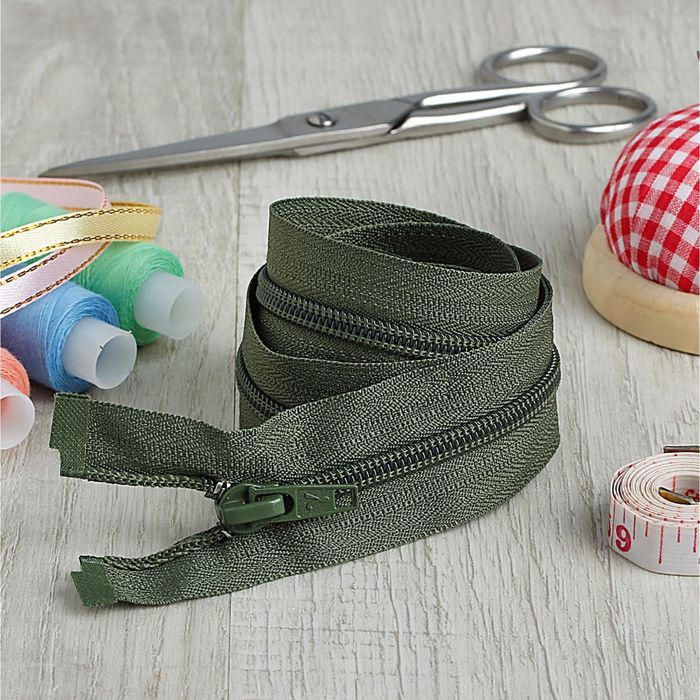 Молния "Спираль", №5, разъёмная, 80см, цвет хаки