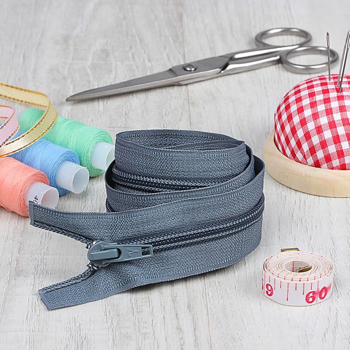 Молния "Спираль", №7, разъёмная, 2 бегунка, 90см, цвет тёмно-серый