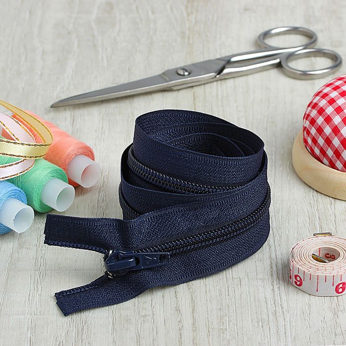 Молния "Спираль", №7, разъёмная, 2 бегунка, 90см, цвет тёмно-синий