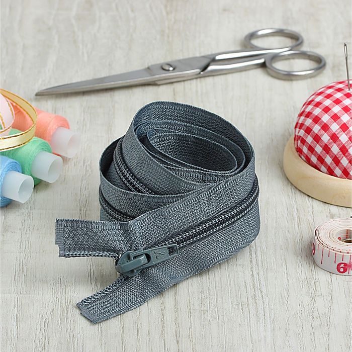 Молния "Спираль", №7, разъёмная, 2 бегунка, 100см, цвет тёмно-серый