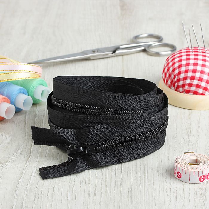 Молния "Спираль", №7, разъёмная, 2 бегунка, 200см, цвет чёрный