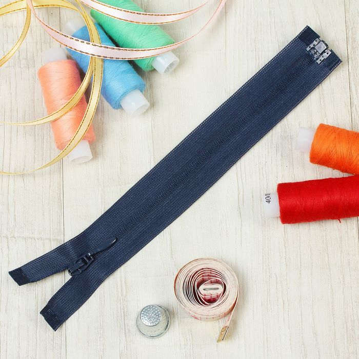 Молния "Спираль", №3, разъёмная, 18см, цвет тёмно-синий