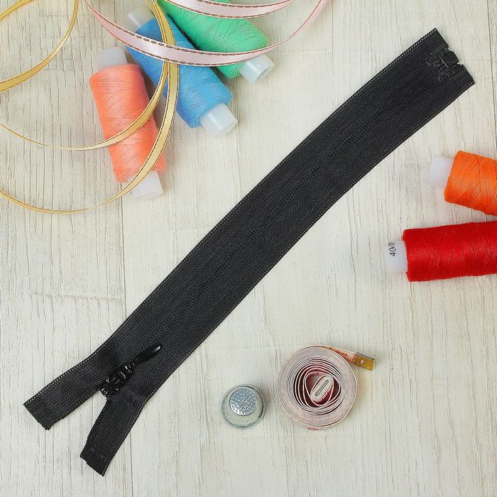 Молния "Спираль", №3, разъёмная, плательная, 20см, цвет чёрный