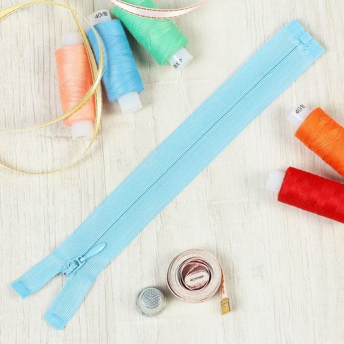 Молния "Спираль", №3, разъёмная, плательная, 20см, цвет голубой