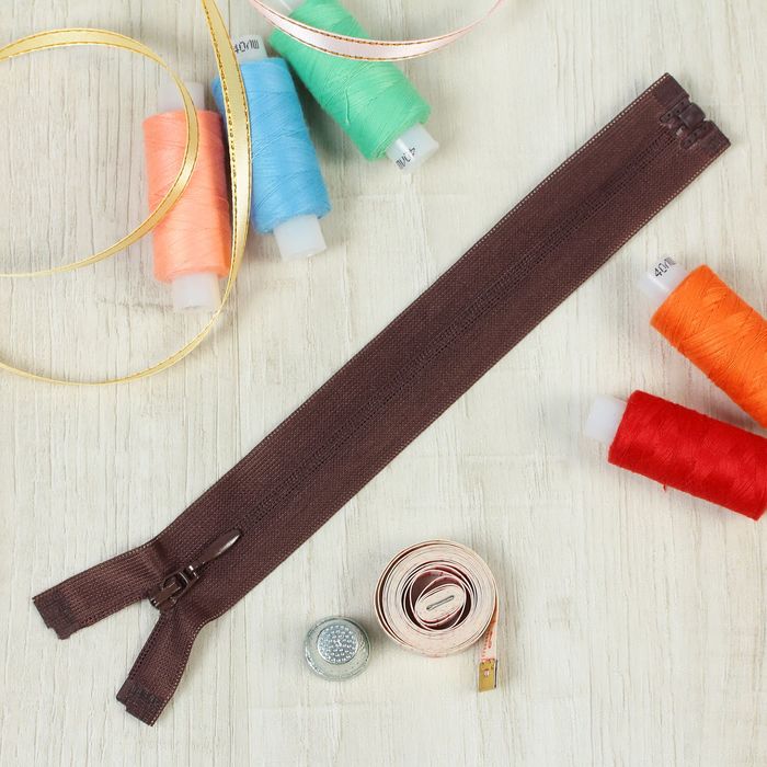 Молния "Спираль", №3, разъёмная, плательная, 20см, цвет шоколадный