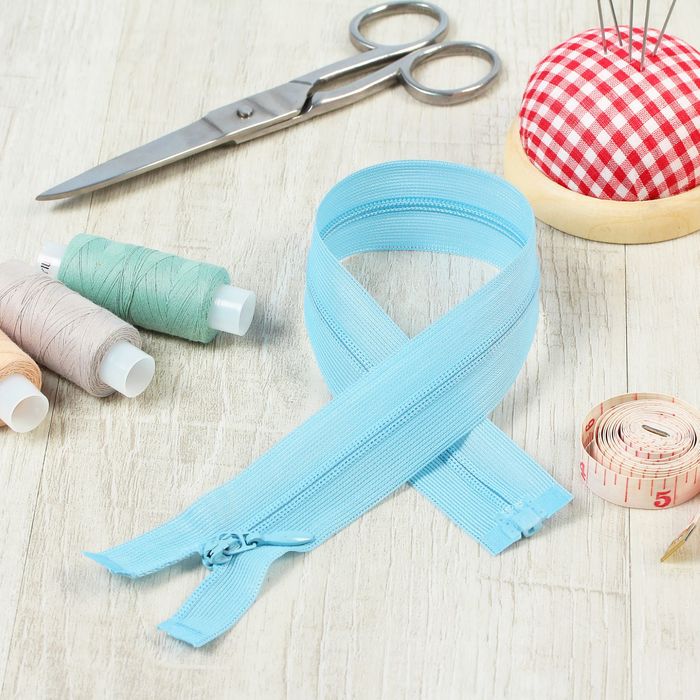 Молния "Спираль", №3, разъёмная, 35см, цвет голубой