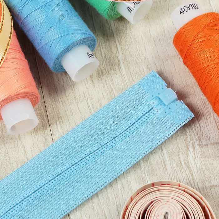 Молния "Спираль", №3, разъёмная, 35см, цвет голубой