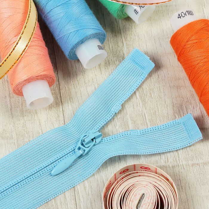 Молния "Спираль", №3, разъёмная, 35см, цвет голубой