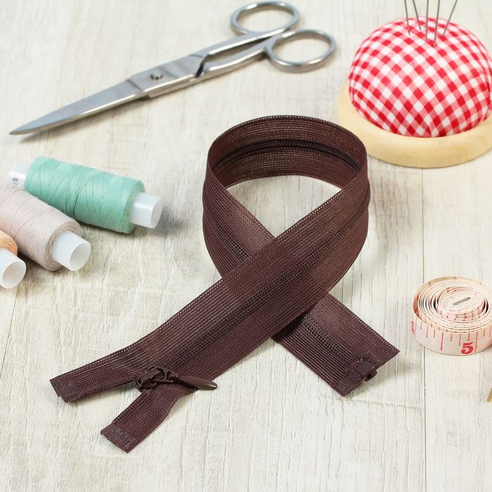 Молния "Спираль", №3, разъёмная, 35см, цвет шоколадный