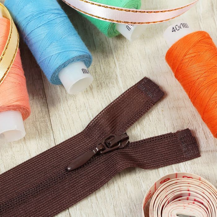 Молния "Спираль", №3, разъёмная, 35см, цвет шоколадный