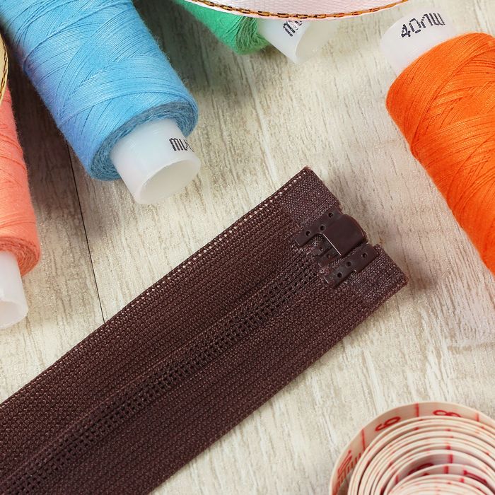 Молния "Спираль", №3, разъёмная, 35см, цвет шоколадный