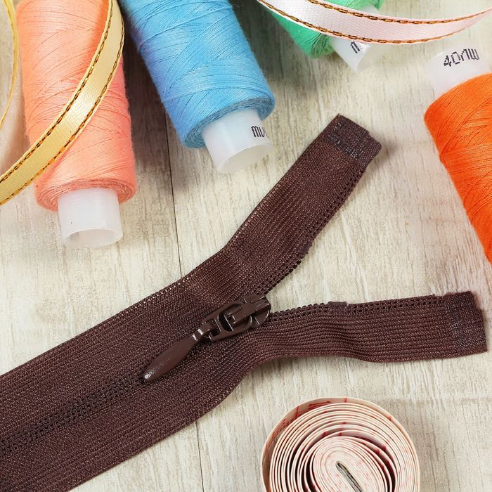 Молния "Спираль", №3, разъёмная, 35см, цвет шоколадный