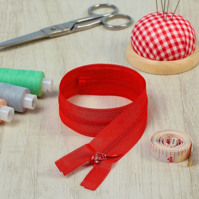 Молния "Спираль", №3, разъёмная, плательная, 40см, цвет красный