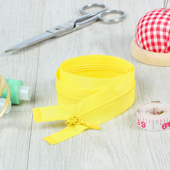 Молния "Спираль", №3, разъёмная, плательная, 50см, цвет ярко-жёлтый