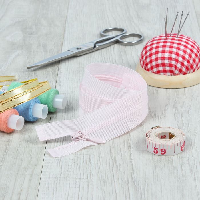 Молния "Спираль", №3, разъёмная, плательная, 50см, цвет бледно-розовый