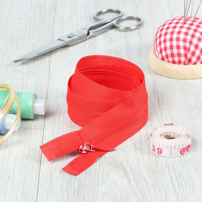 Молния "Спираль", №3, разъёмная, плательная, 50см, цвет красный