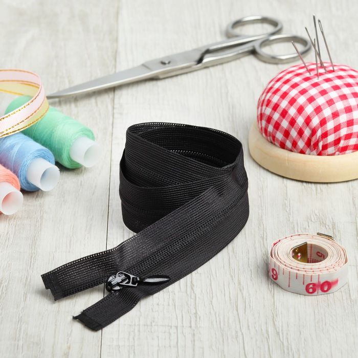 Молния "Спираль", №3, разъёмная, плательная, 2 бегунка, 60см, цвет чёрный