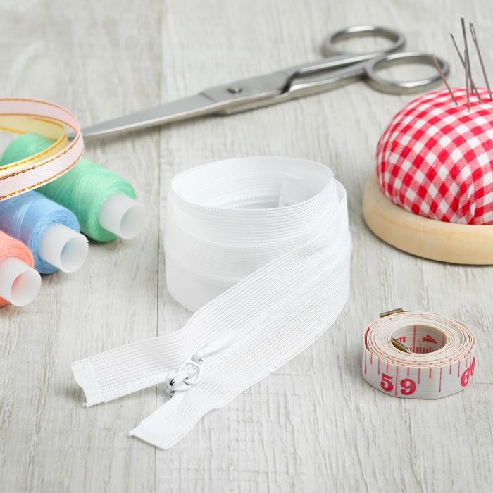 Молния "Спираль", №3, разъёмная, плательная, 2 бегунка, 60см, цвет белый