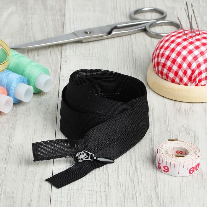 Молния "Спираль", №3, разъёмная, 2 бегунка, 70см, цвет чёрный